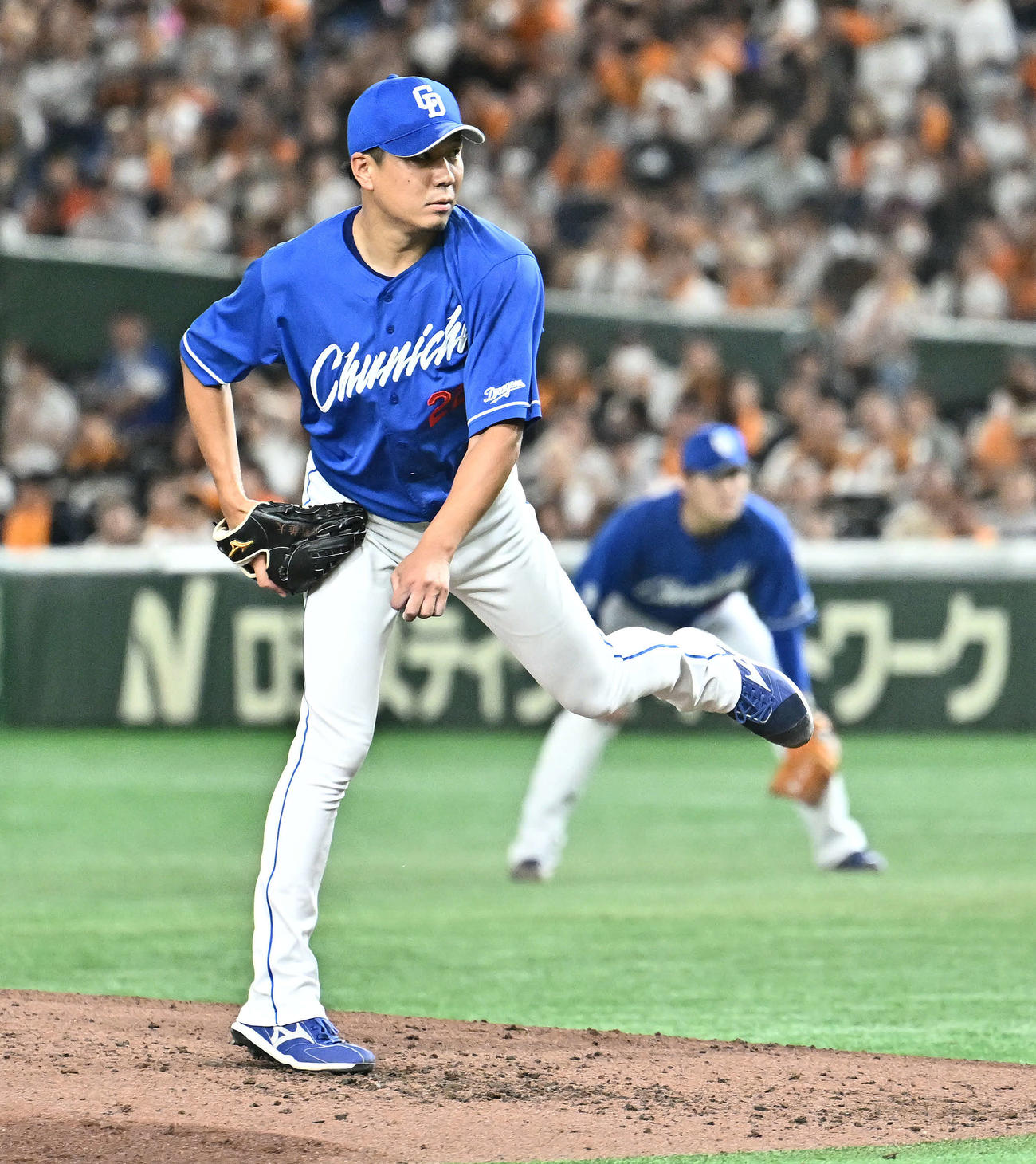 巨人対中日　中日先発の大野（撮影・滝沢徹郎）