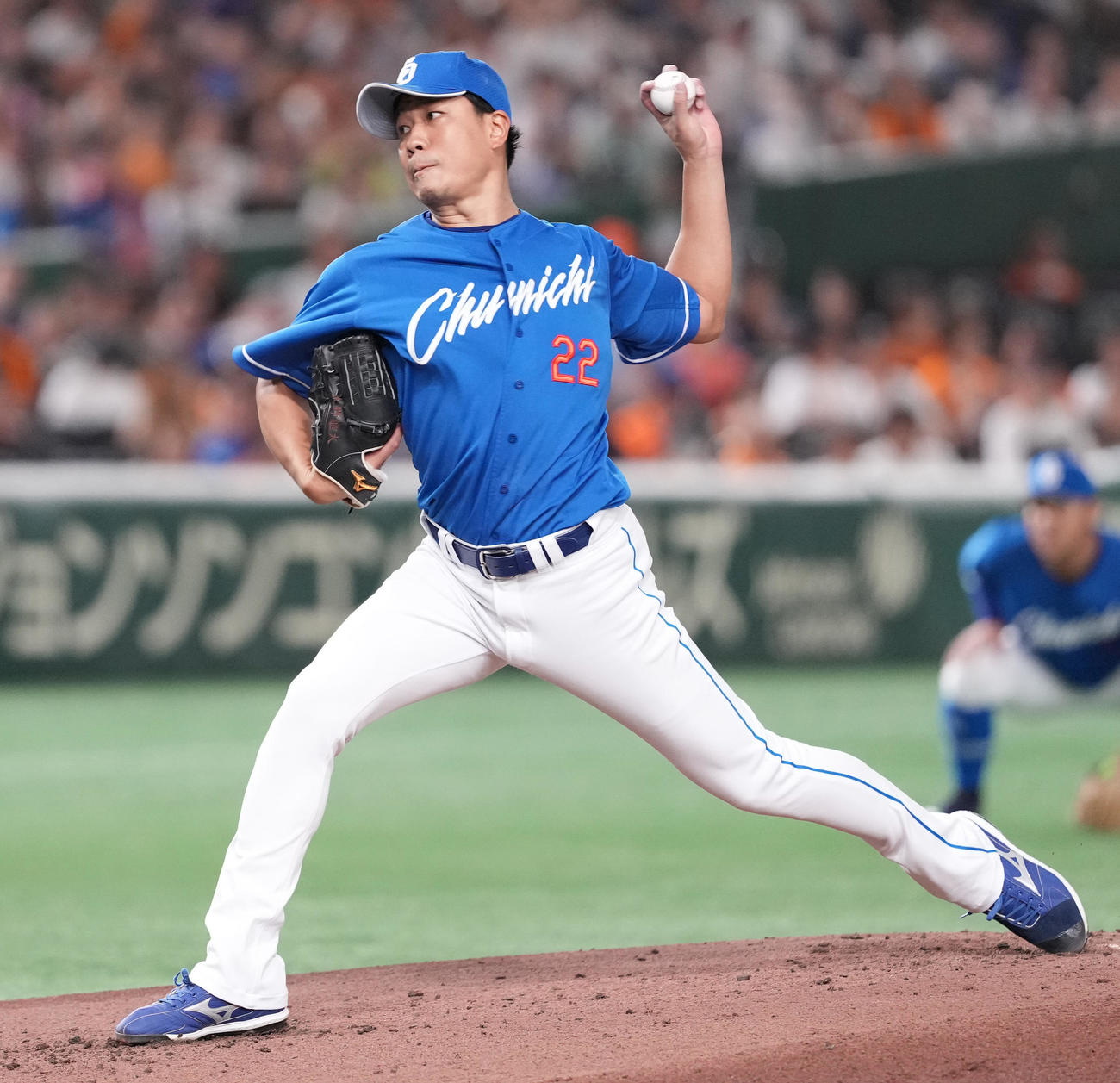 巨人対中日　先発し力投する中日大野（撮影・鈴木みどり）