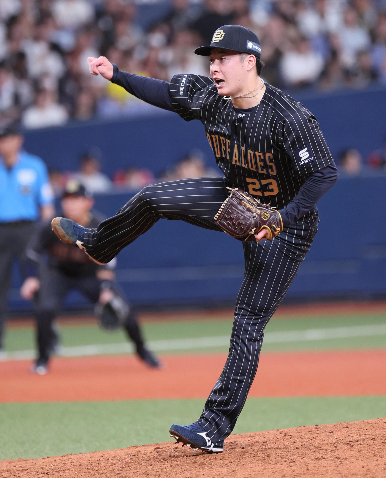 オリックス対ロッテ　7回表を抑え3勝目を挙げた吉田（撮影・宮崎幸一）
