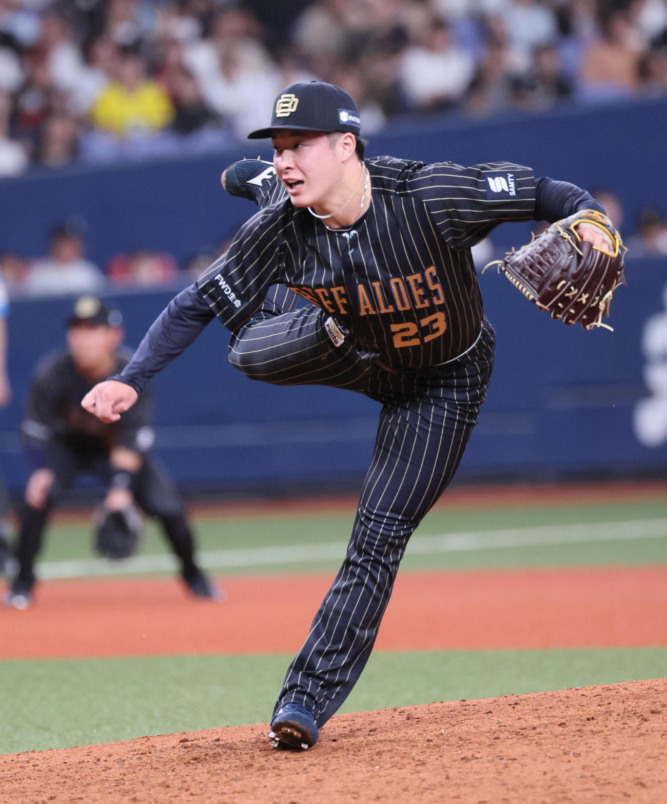 オリックス対ロッテ　7回表を抑え3勝目を挙げた吉田（撮影・宮崎幸一）