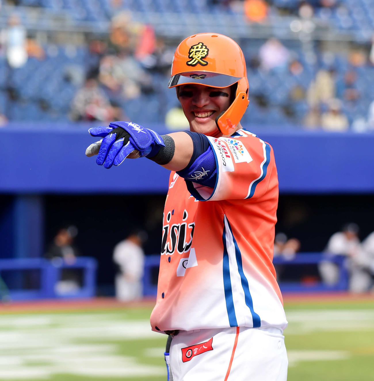 笑顔を見せるオイシックス陽岱鋼（2024年4月11日撮影）