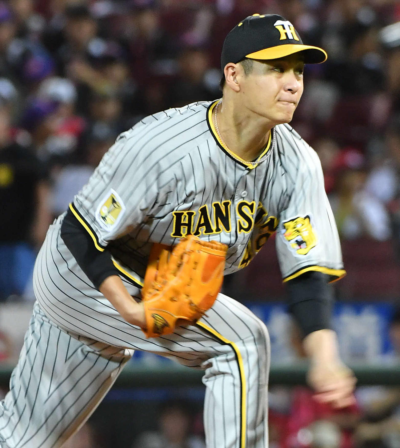 広島対阪神　力投する阪神先発の大竹（撮影・岩下翔太）