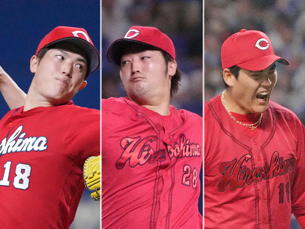 左から森下、床田、九里