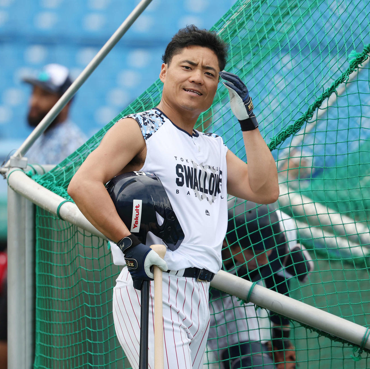 ヤクルト対巨人　試合前練習に臨むヤクルト中村（撮影・宮地輝）