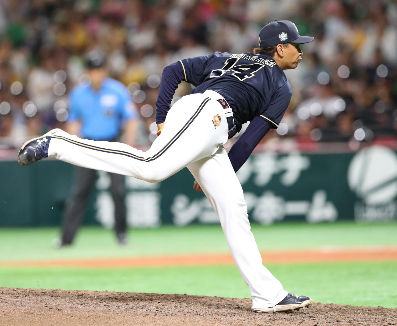 ソフトバンク対ロッテ　2番手で登板した宇田川（撮影・鬼束羽瑠菜）