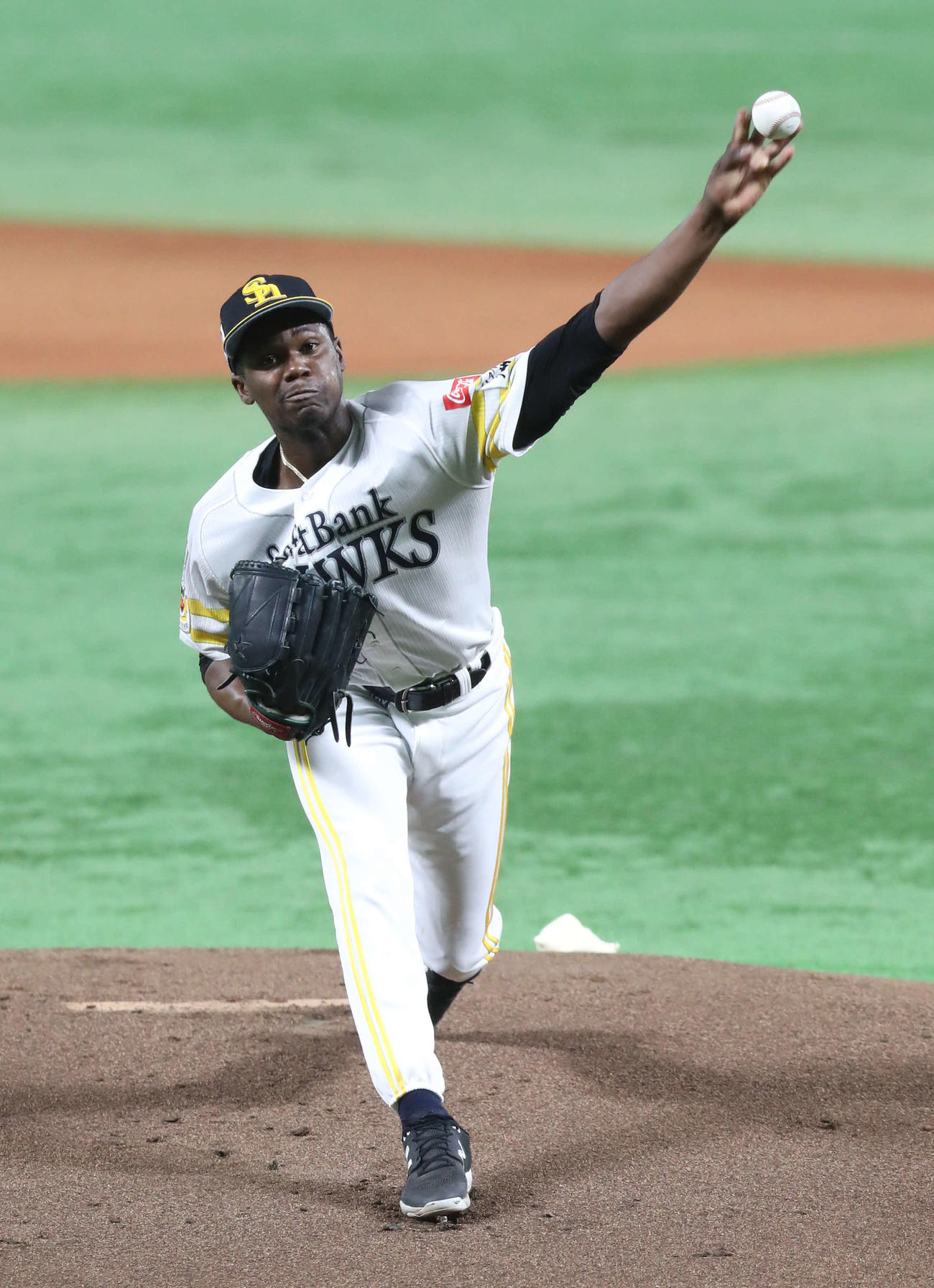 ソフトバンク対オリックス　10勝目を挙げたソフトバンク先発のモイネロ（撮影・鬼束羽瑠菜）