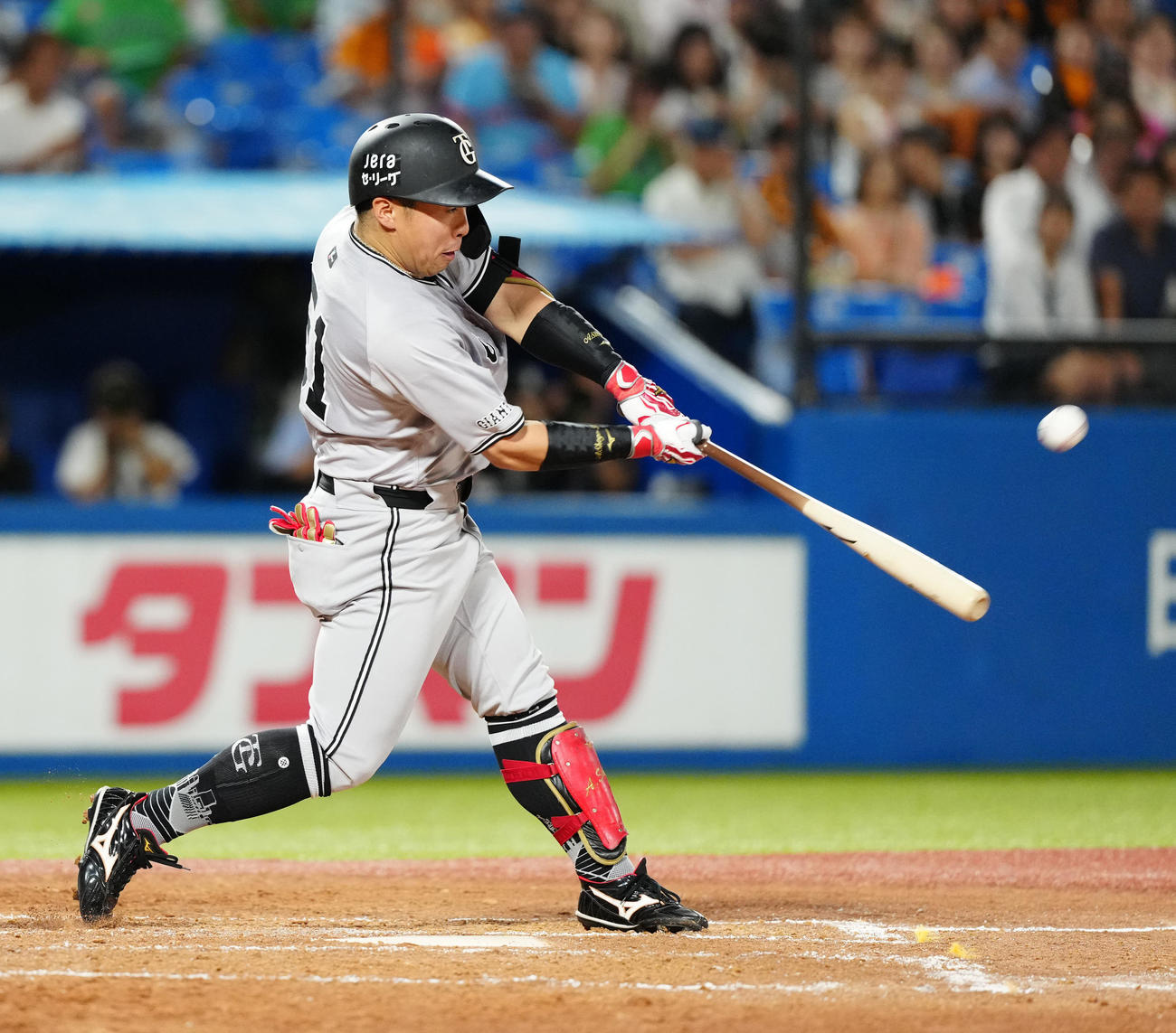 ヤクルト対巨人　3回表巨人2死三塁、左越え先制2点本塁打を放つ浅野（撮影・江口和貴）