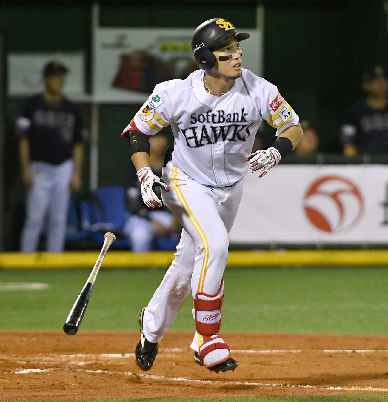ソフトバンク対オリックス　4回裏ソフトバンク無死、栗原は先制の右越え本塁打を放つ（撮影・岩下翔太）