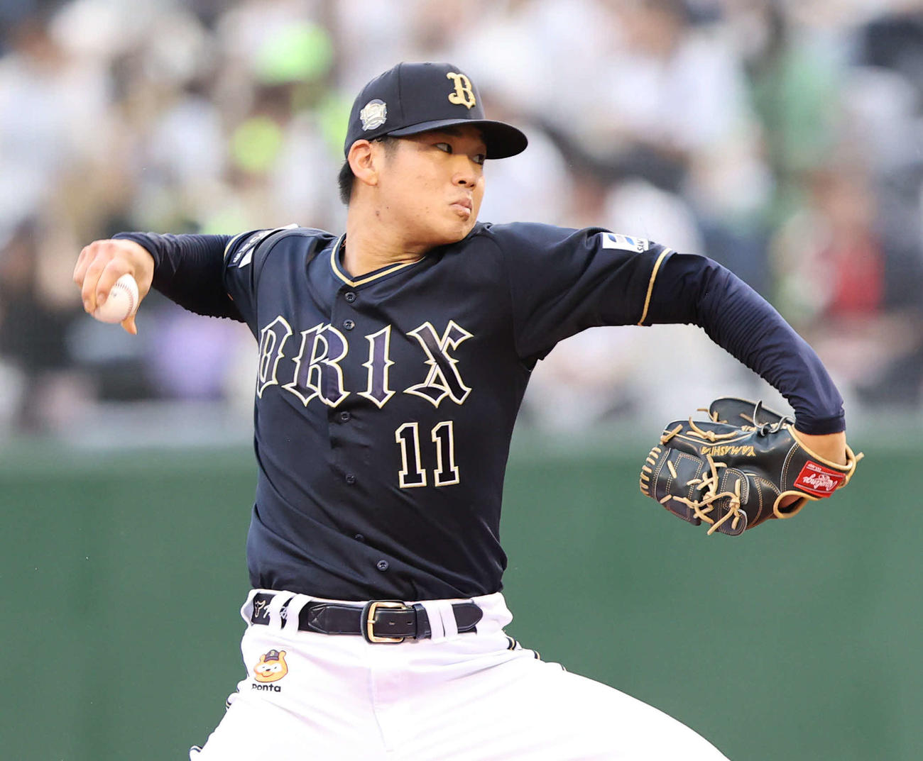 ソフトバンク対オリックス　力投するオリックス先発の山下（撮影・梅根麻紀）
