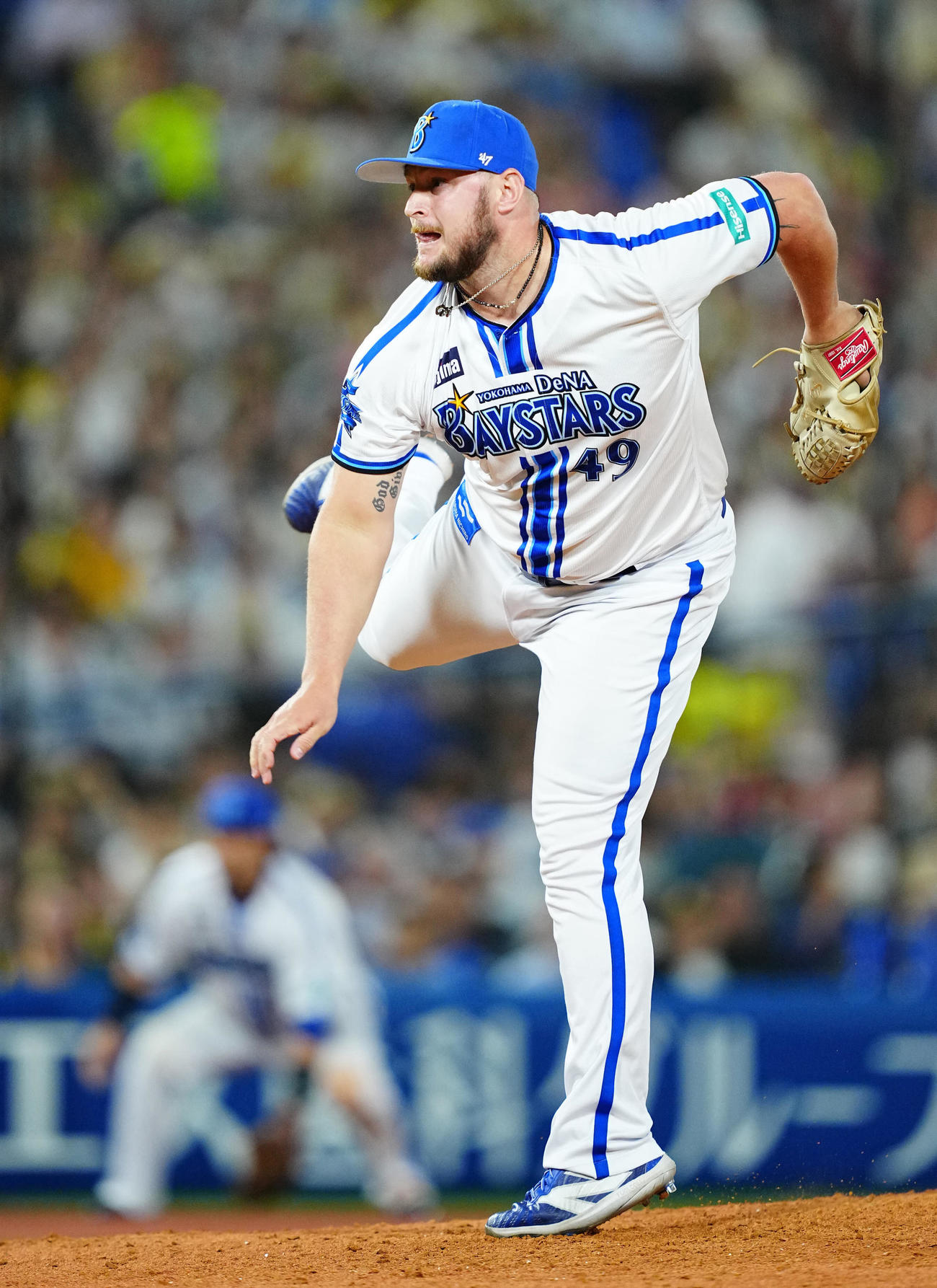 DeNA対阪神　8回表、DeNA2番手で登板し力投するウェンデルケン（撮影・垰建太）