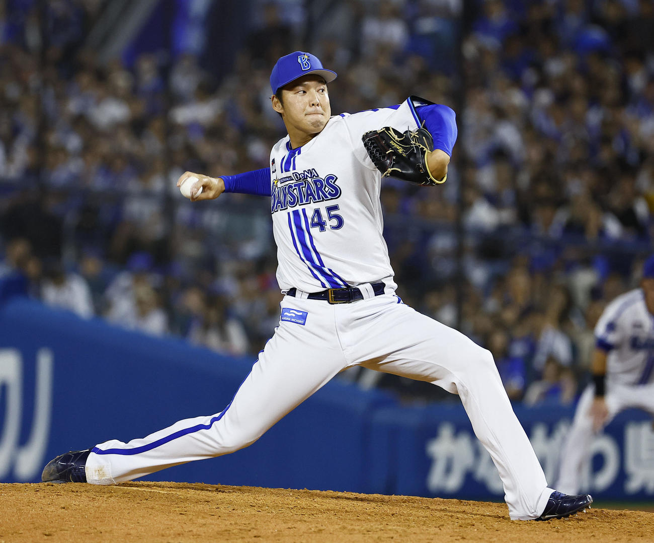 DeNA対阪神　9回に登板したDeNA森原（撮影・藤尾明華）