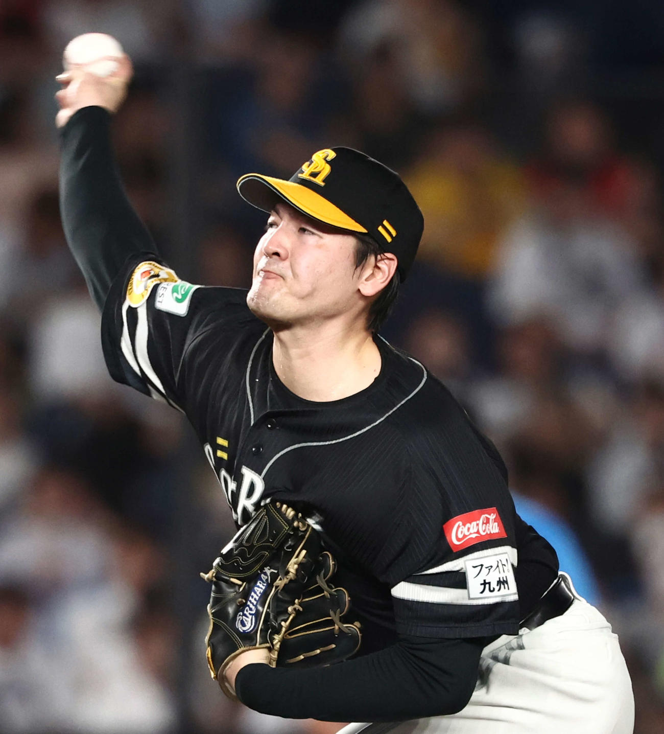 ロッテ対ソフトバンク　力投するソフトバンク先発の有原（撮影・河田真司）