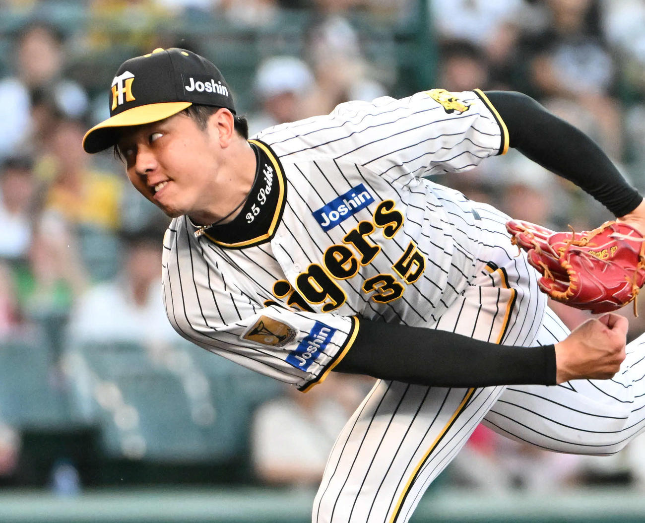 阪神対巨人　阪神先発の才木は6回2失点（撮影・石井愛子）
