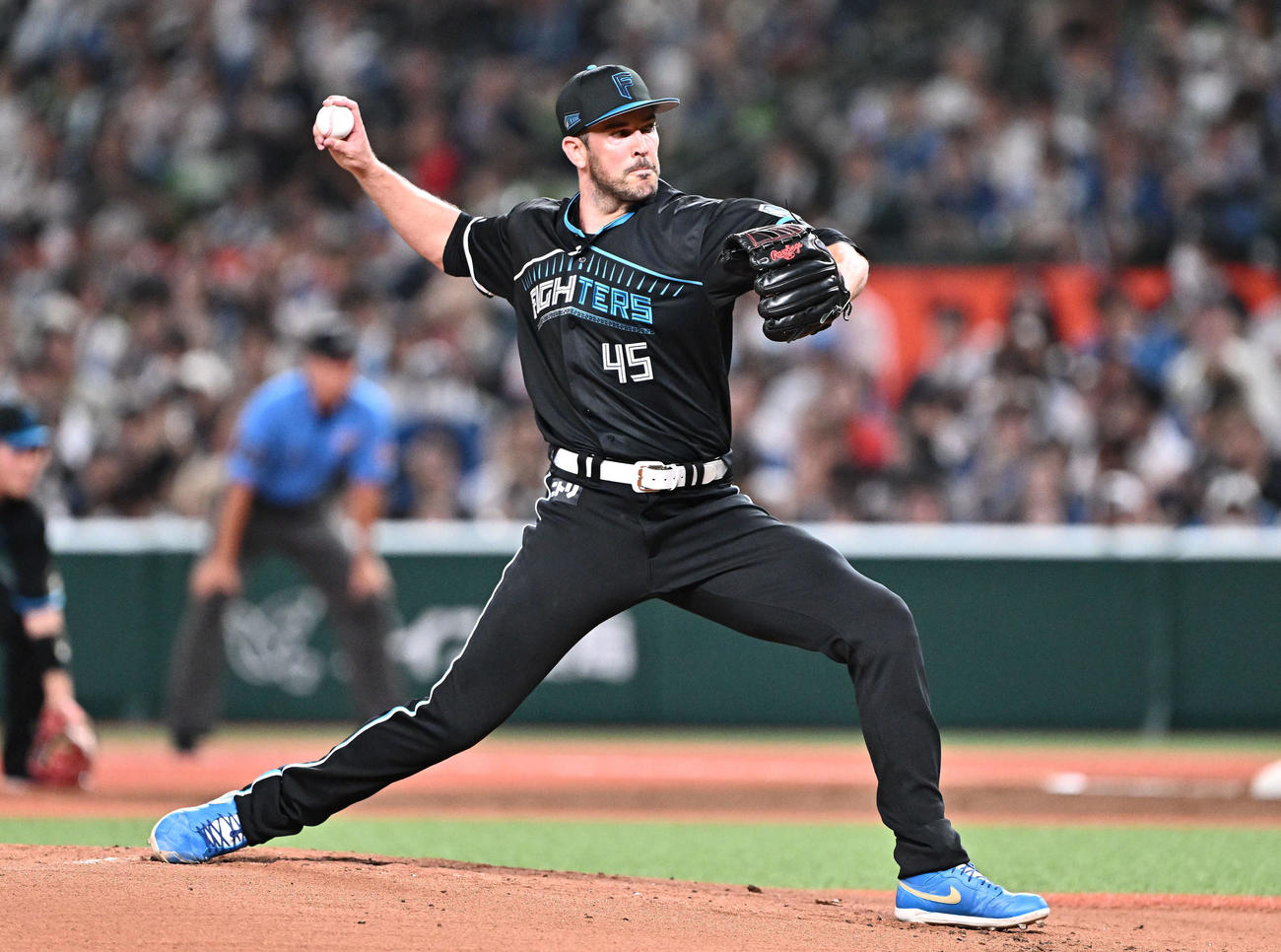 西武対日本ハム　力投する日本ハム先発のバーヘイゲン（撮影・滝沢徹郎）