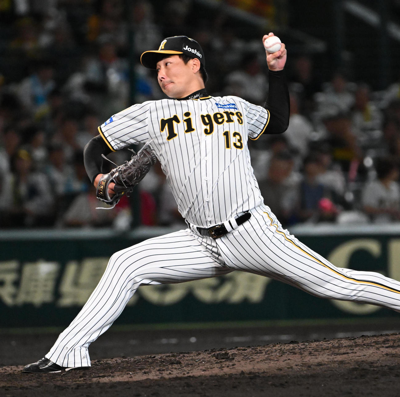阪神対巨人　巨人に勝利しガッツポーズをする阪神4番手の岩崎（撮影・石井愛子）