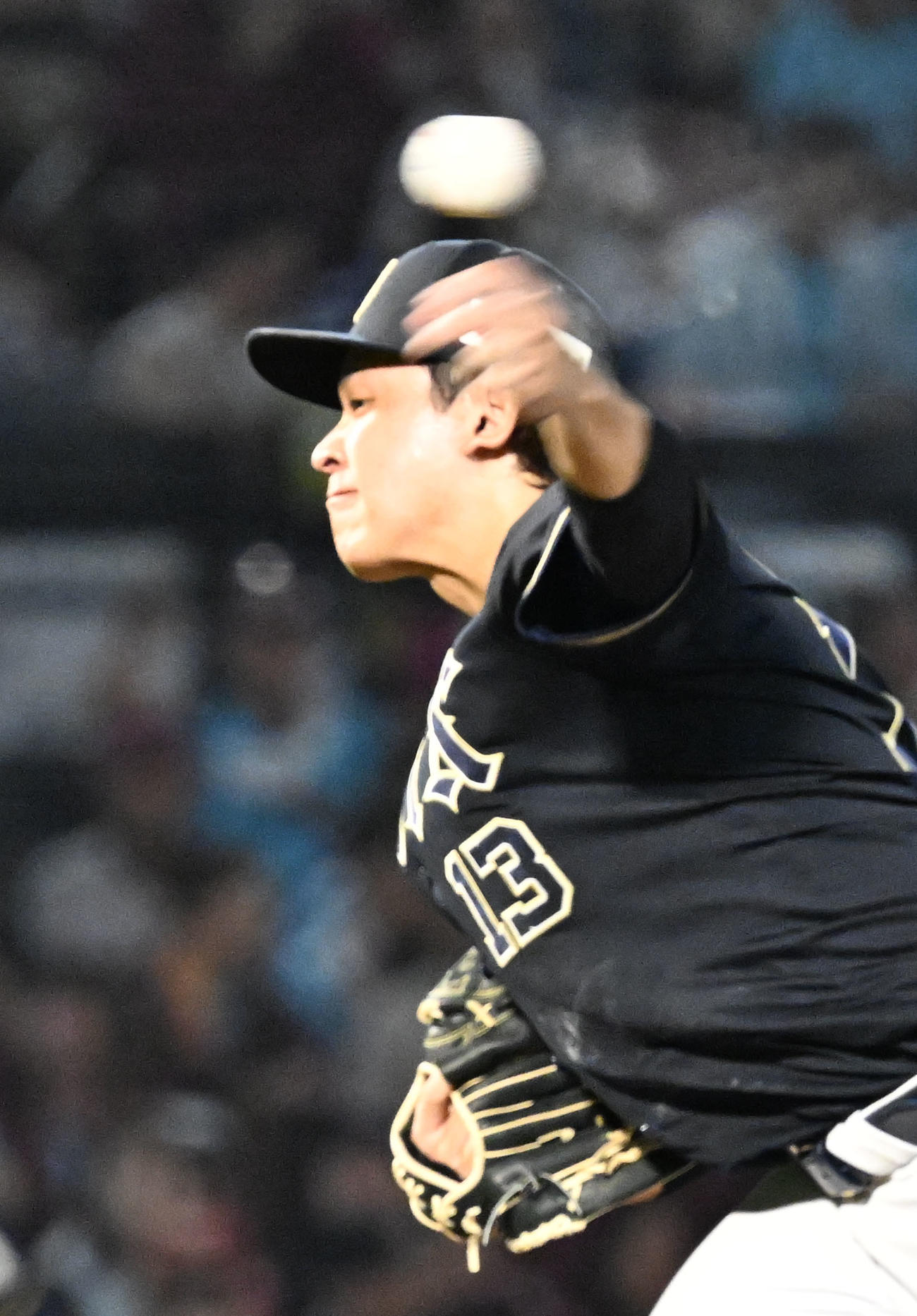 楽天対オリックス　楽天戦に先発したオリックス宮城（撮影・千葉一成）