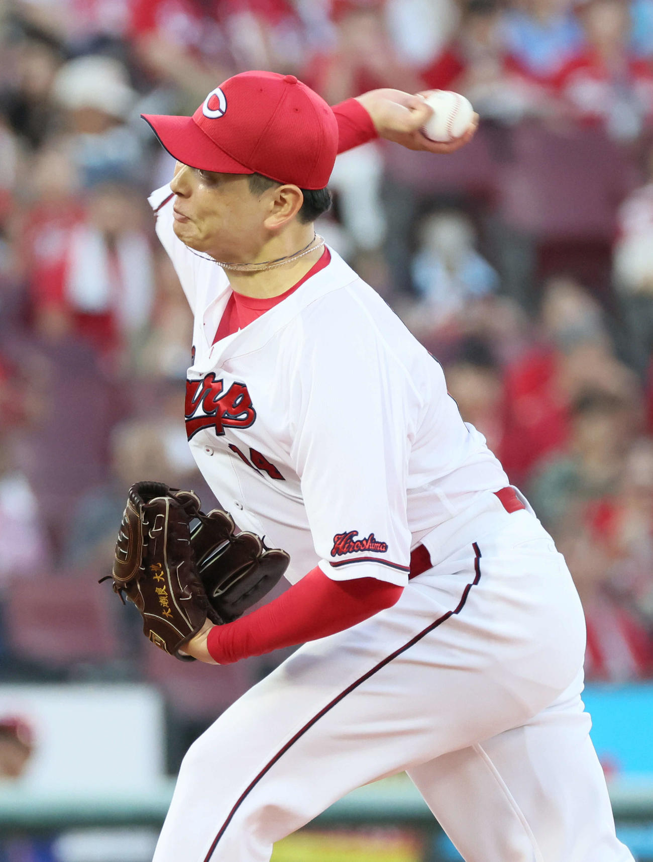 広島対ヤクルト　広島先発の大瀬良（撮影・加藤孝規）