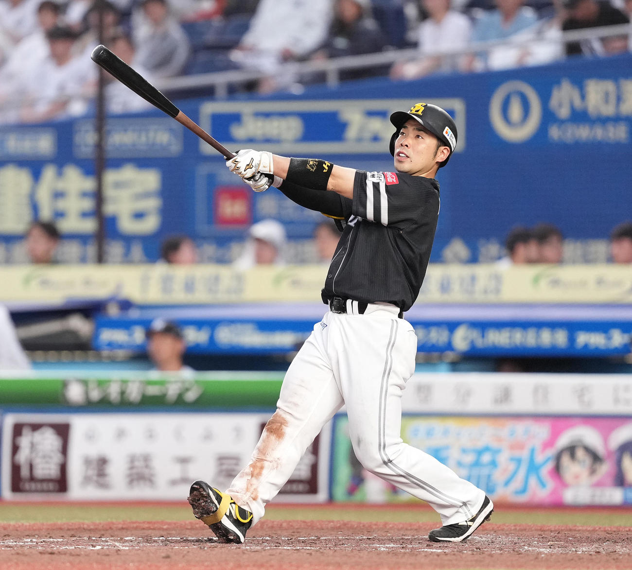 ロッテ対ソフトバンク　5回表ソフトバンク1死、左越えソロ本塁打を放つ近藤（撮影・鈴木みどり）