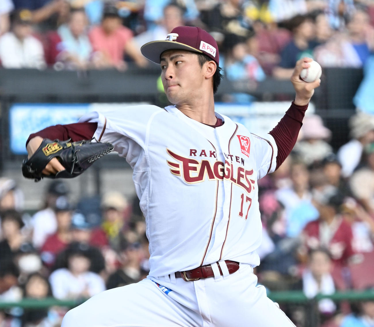 楽天対オリックス　オリックス戦に先発した楽天古謝（撮影・千葉一成）