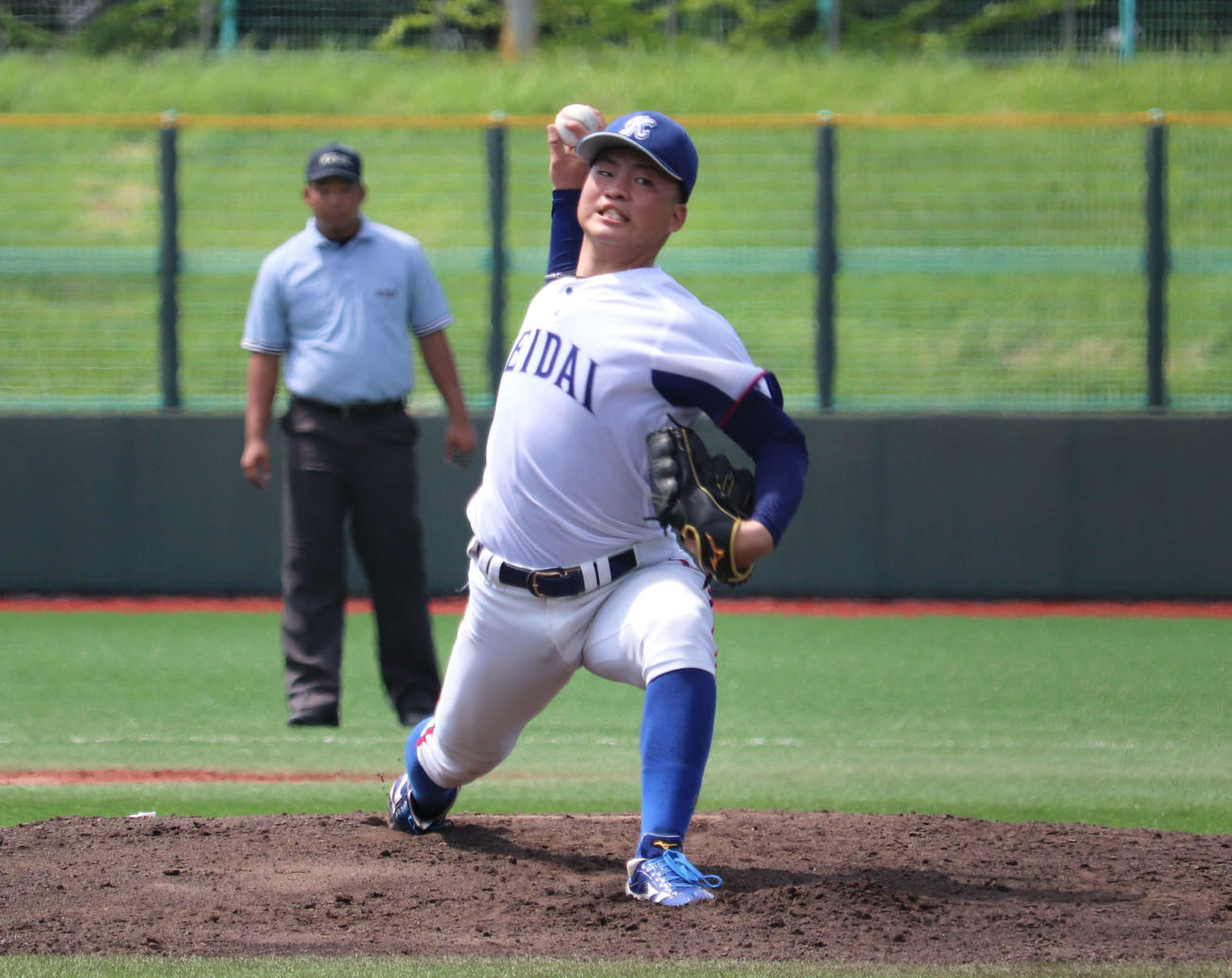 京産大との1節目1回戦に完投勝利を飾った、プロ注目の大経大・林翔大