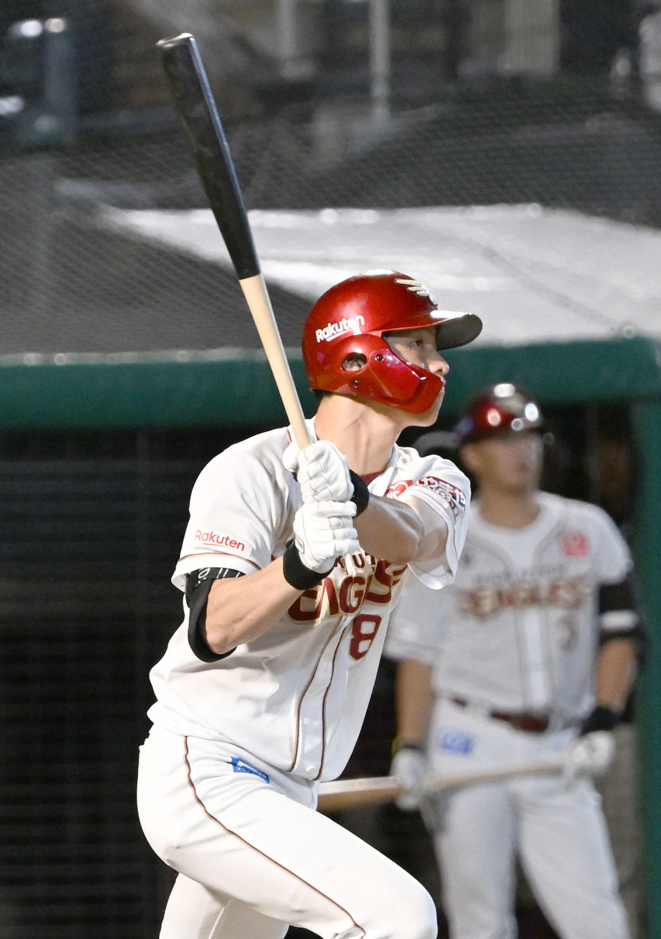 楽天対オリックス　5回裏楽天1死一、二塁、辰己が適時三塁打を放つ（撮影・千葉一成）