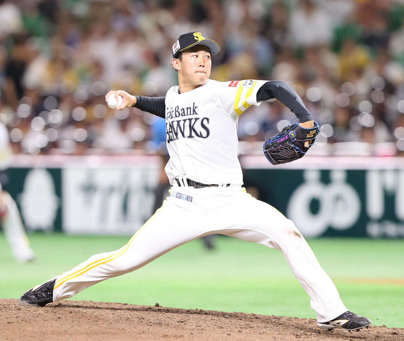 ソフトバンク対日本ハム　5回から3番手で登板し、2イニングを無失点に抑えたソフトバンク木村光（撮影・鬼束羽瑠菜）