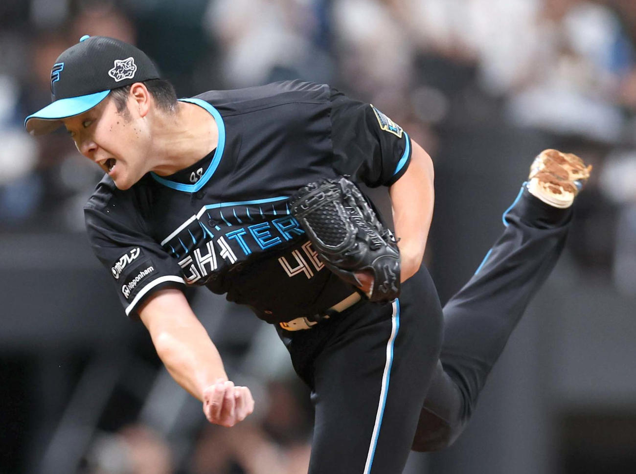 日本ハム対楽天　11回に登板の斎藤（撮影・黒川智章）