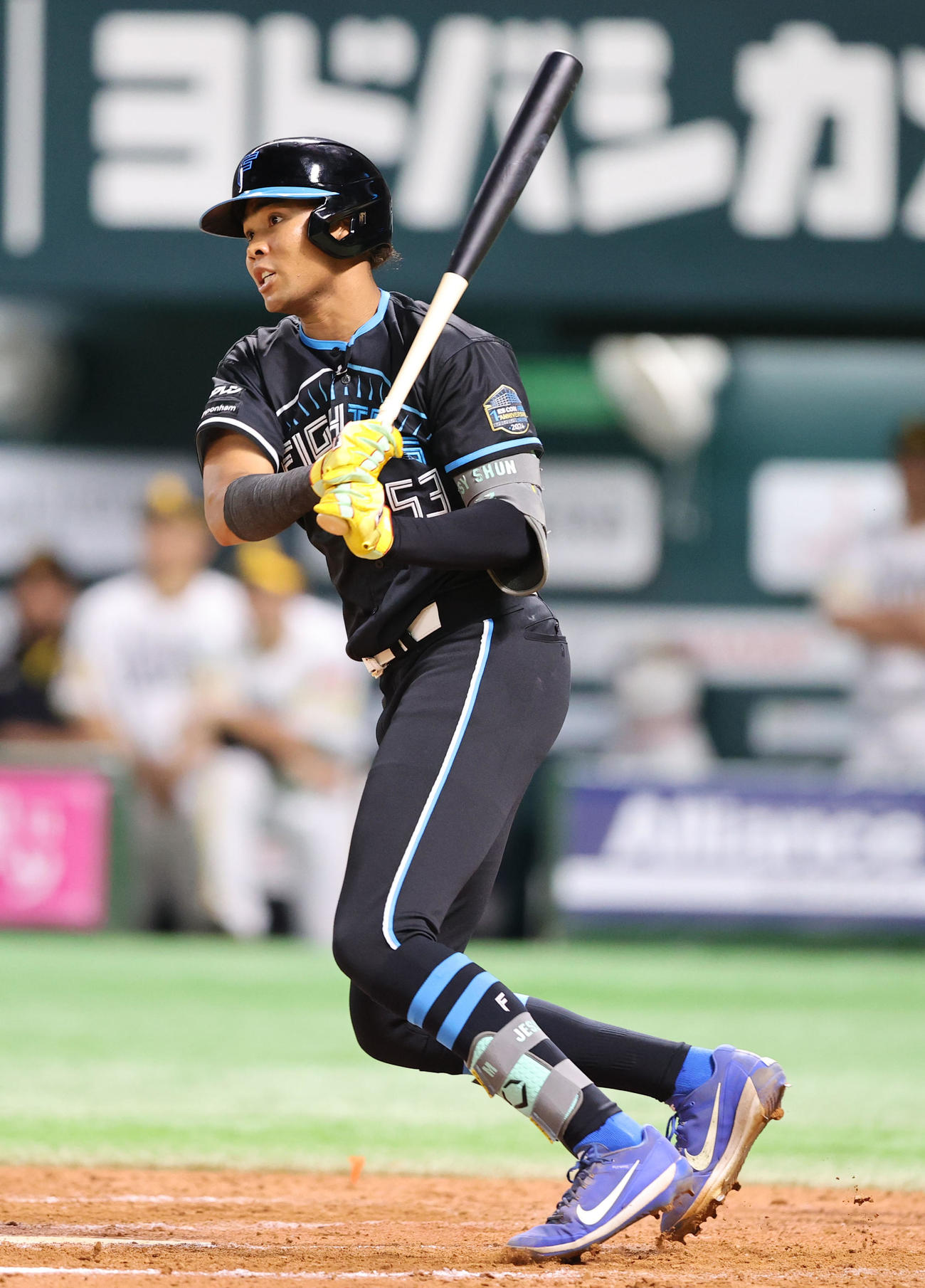 ソフトバンク対日本ハム　9回表日本ハム2死二塁、水谷は勝ち越しの左前適時打を放つ（撮影・鬼束羽瑠菜）