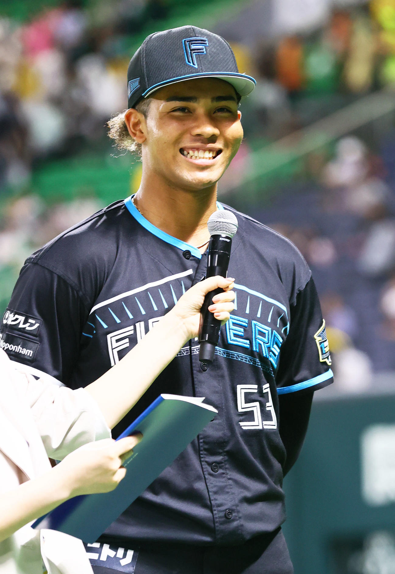 ソフトバンク対日本ハム　本日のヒーローに輝いた水谷（撮影・鬼束羽瑠菜）