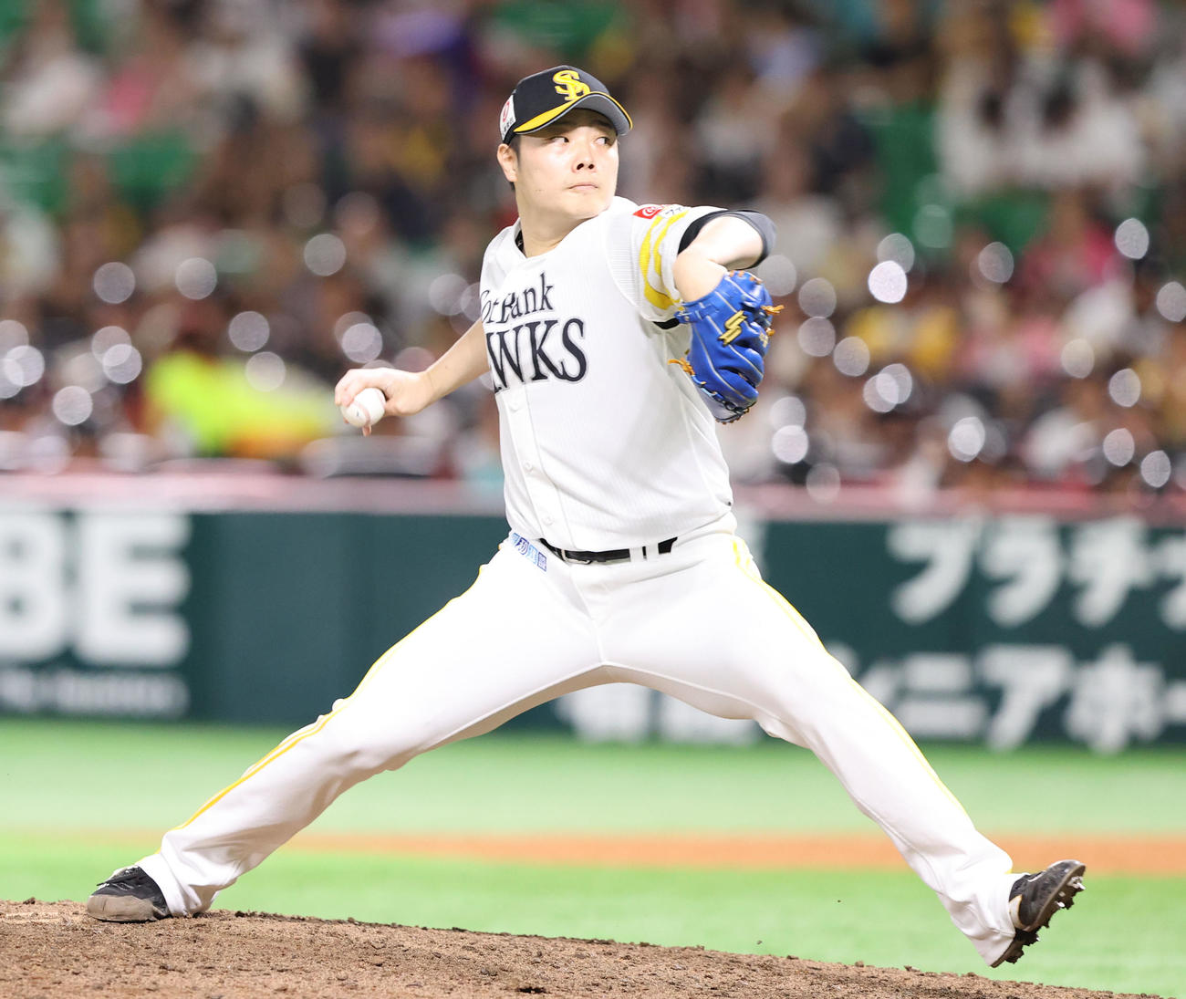 4日、ソフトバンク対日本ハム　3番手で登板した松本裕（撮影・鬼束羽瑠菜）