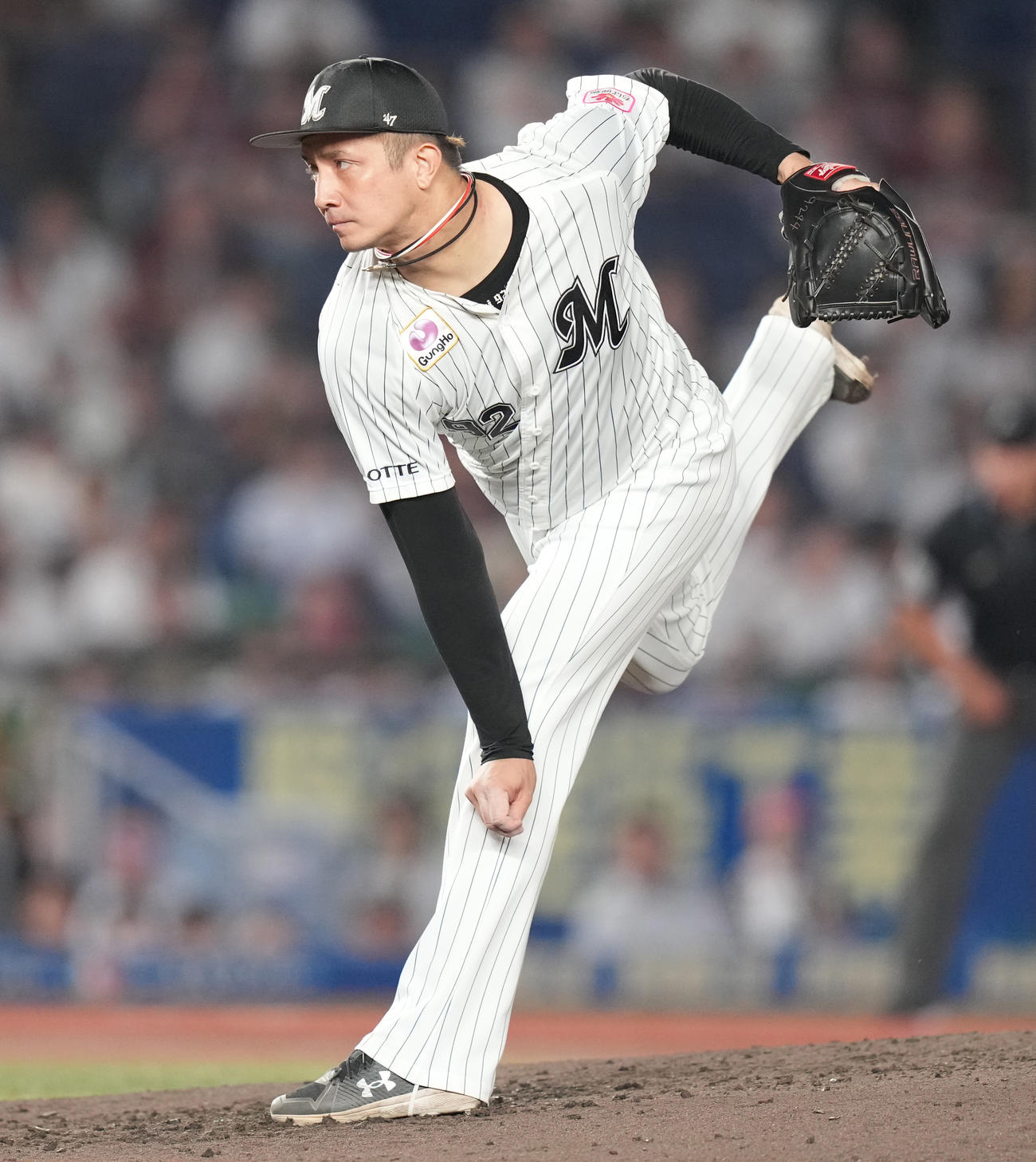 ロッテ対楽天　7回表から3番手で登板したロッテ国吉（撮影・鈴木みどり）