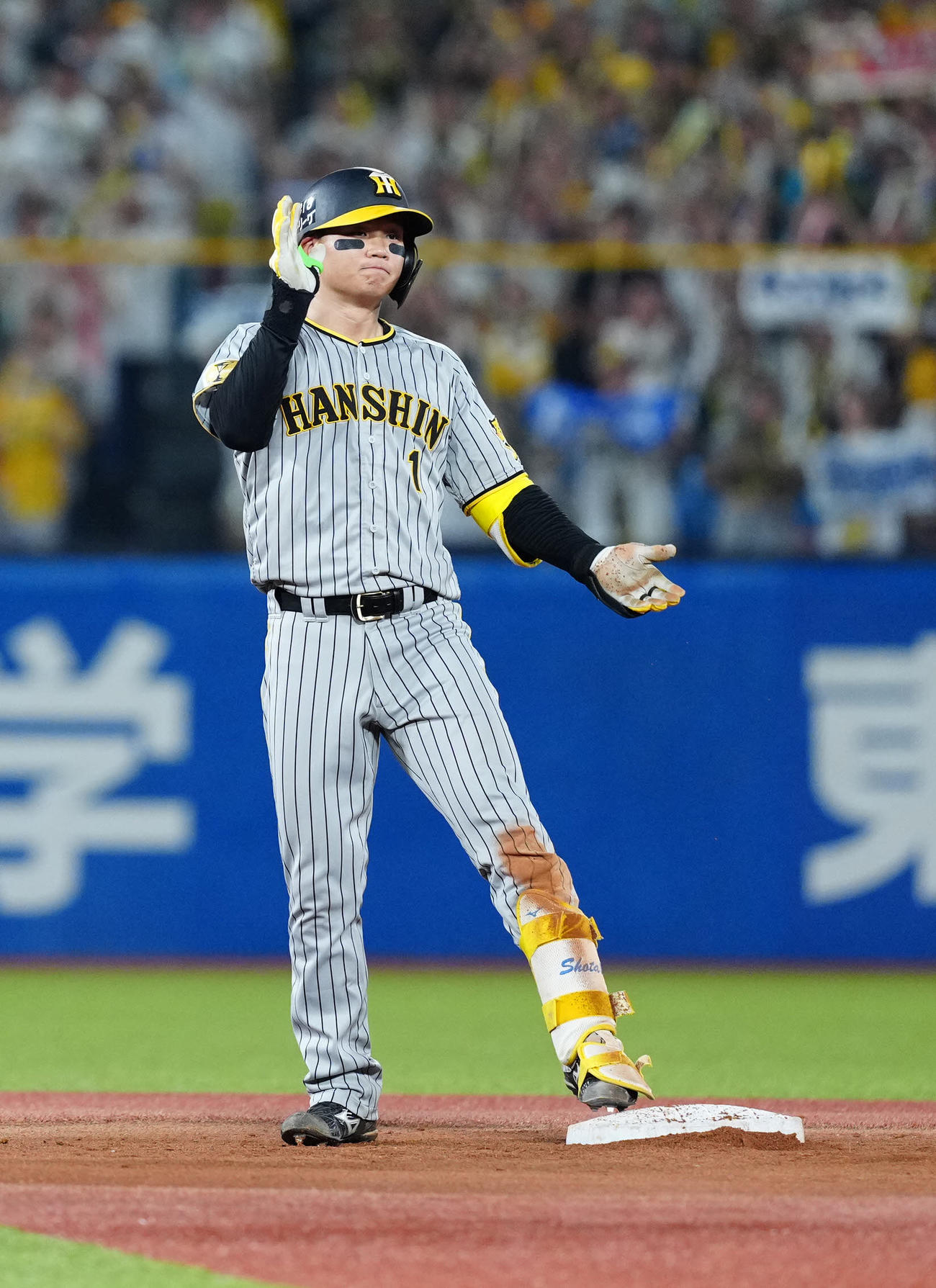 ヤクルト対阪神　5回表阪神無死一塁、二塁打を放った森下（撮影・江口和貴）