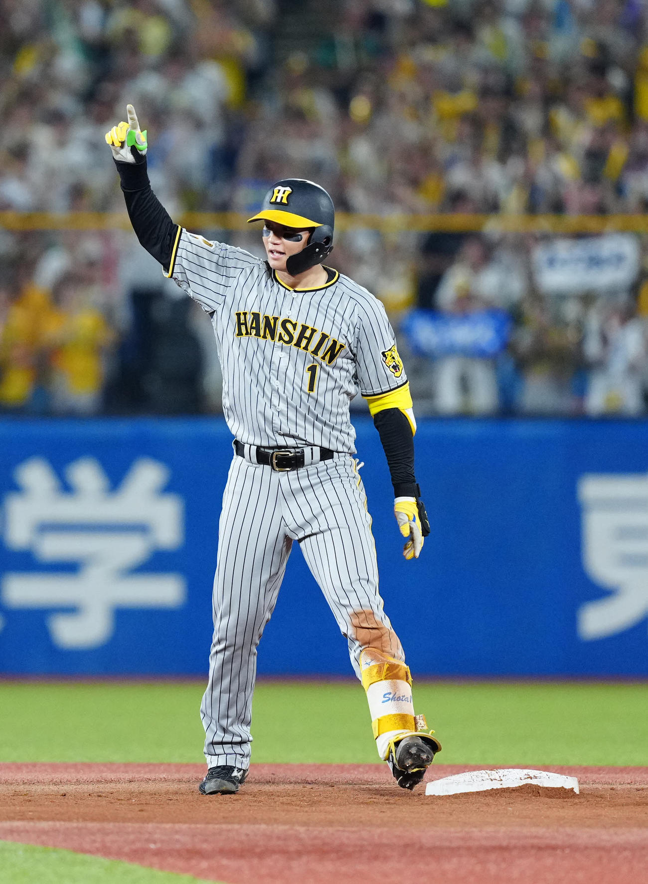 ヤクルト対阪神　5回表阪神無死一塁、二塁打を放った森下（撮影・江口和貴）