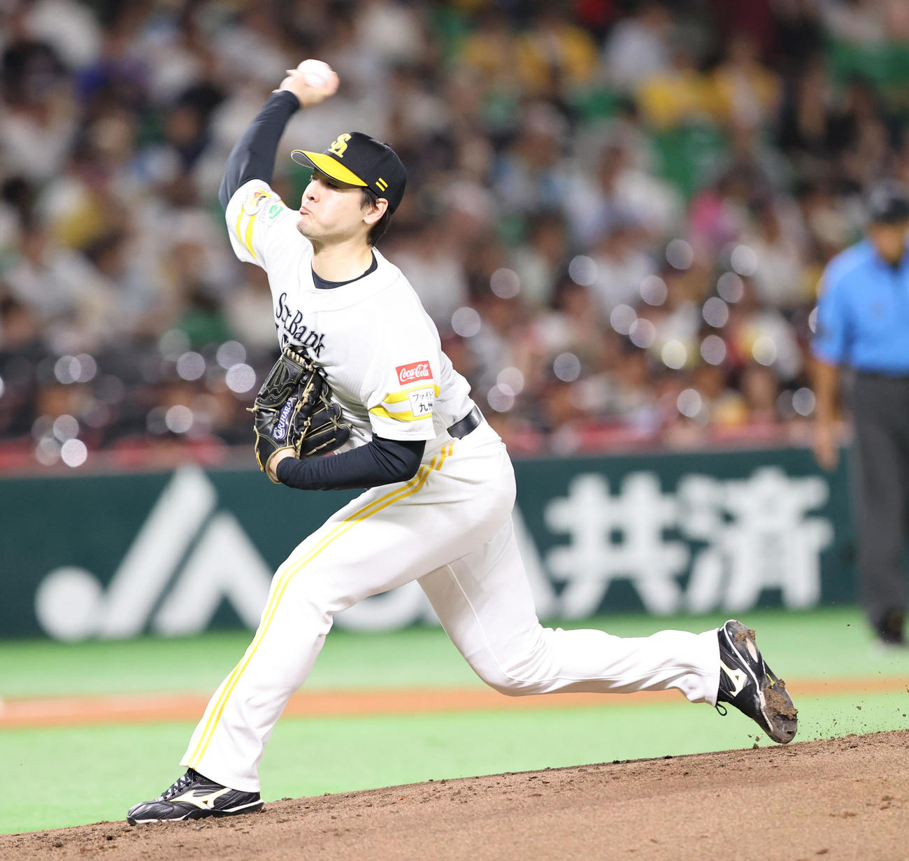 ソフトバンク対西武　先発の有原（撮影・梅根麻紀）