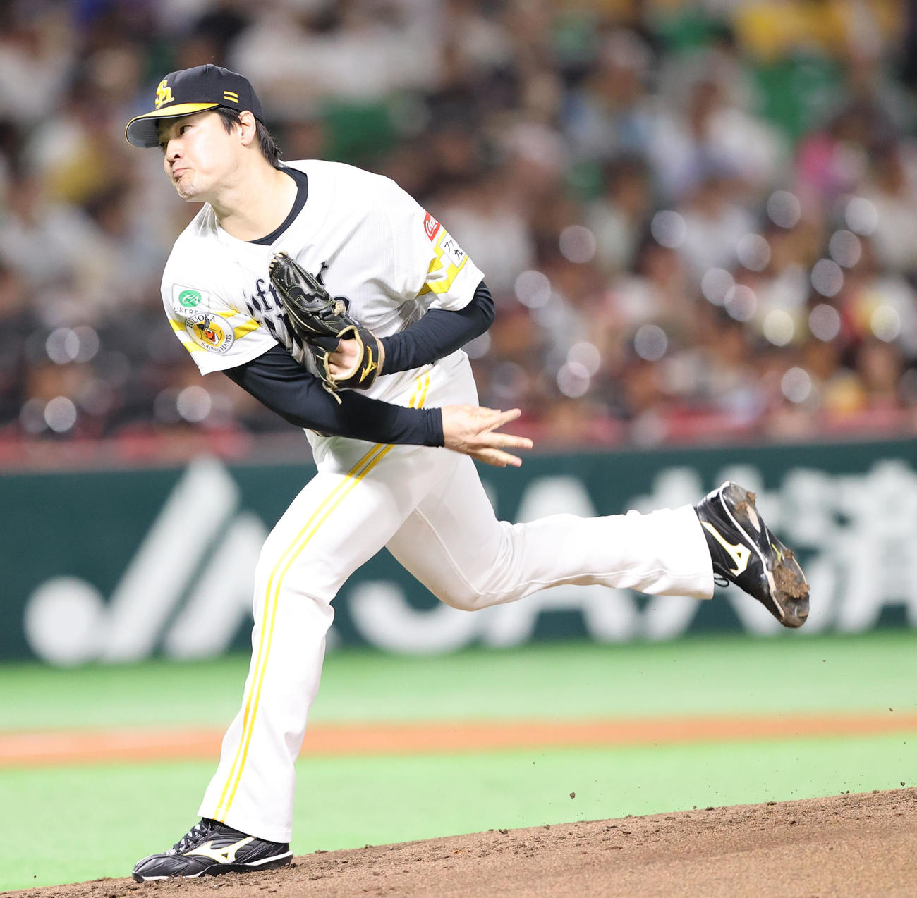 ソフトバンク対西武　先発の有原（撮影・梅根麻紀）