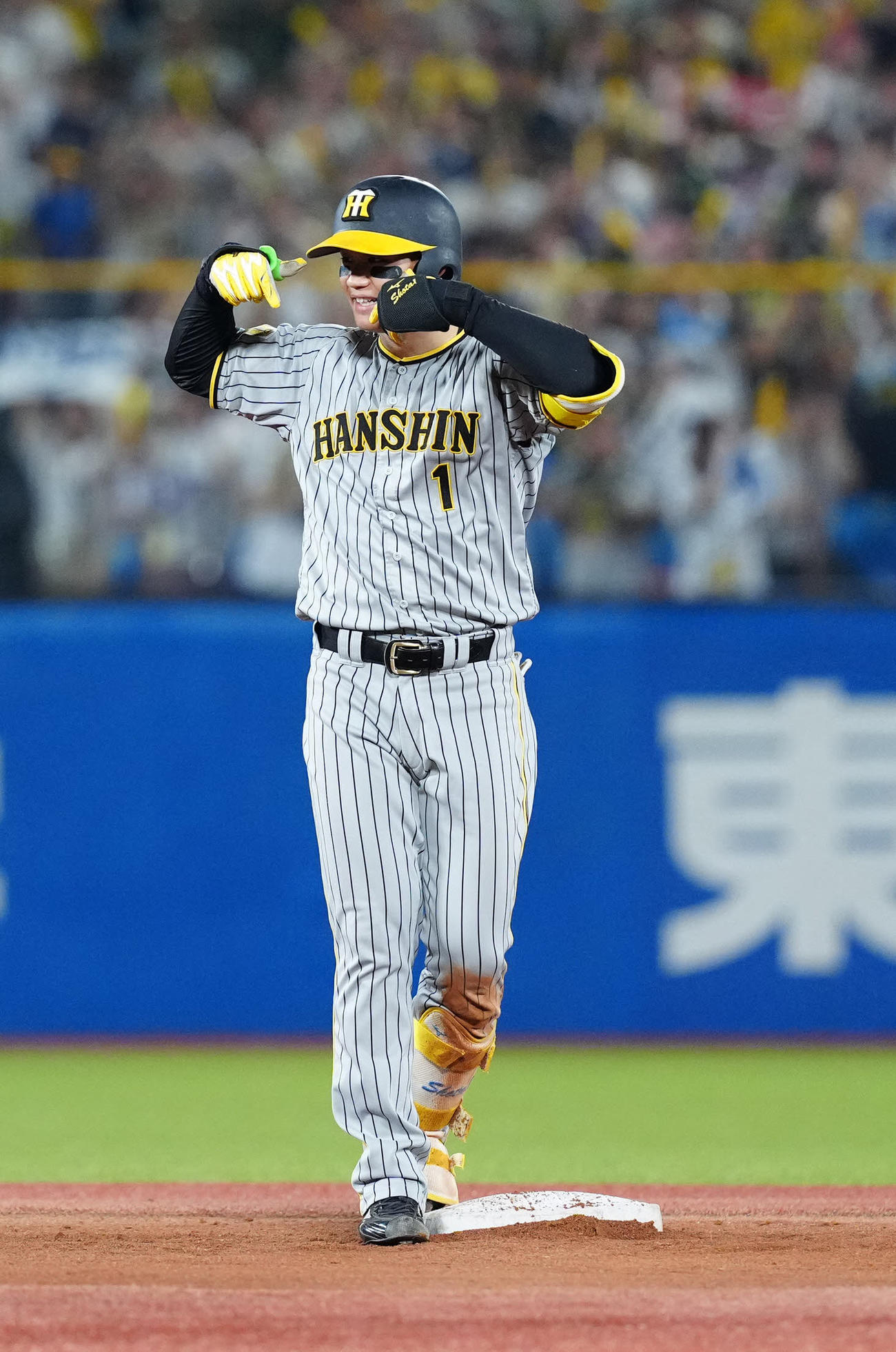 ヤクルト対阪神　5回表阪神無死一塁、二塁打を放った森下（撮影・江口和貴）
