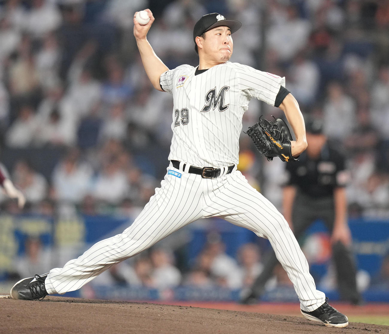 ロッテ対楽天　先発し力投するロッテ西野（撮影・鈴木みどり）