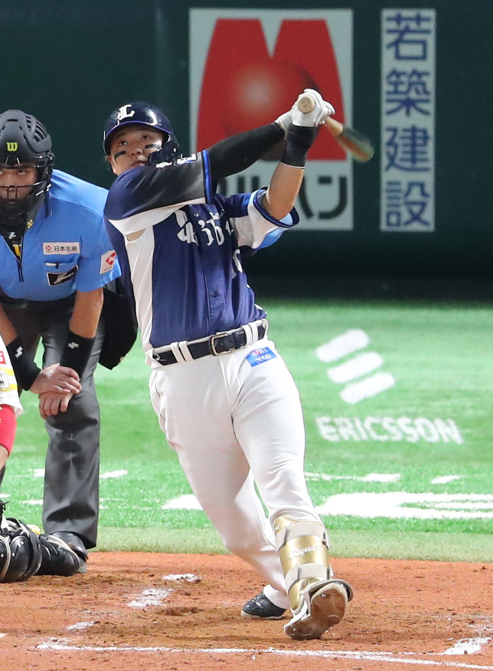 ソフトバンク対西武　4回表西武1死、佐藤龍は右中間に先制本塁打を放つ（撮影・鬼束羽瑠菜）