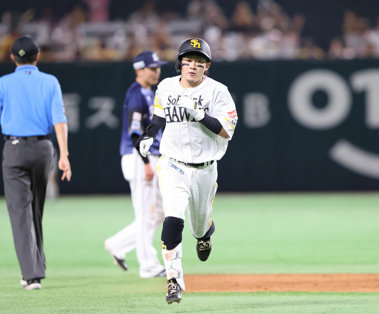 ソフトバンク対西武　3回裏ソフトバンク無死、牧原大は右越えに同点本塁打を放つ（撮影・鬼束羽瑠菜）