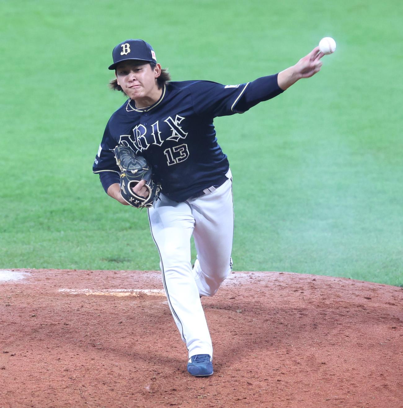 日本ハム対オリックス　力投する宮城（撮影・黒川智章）