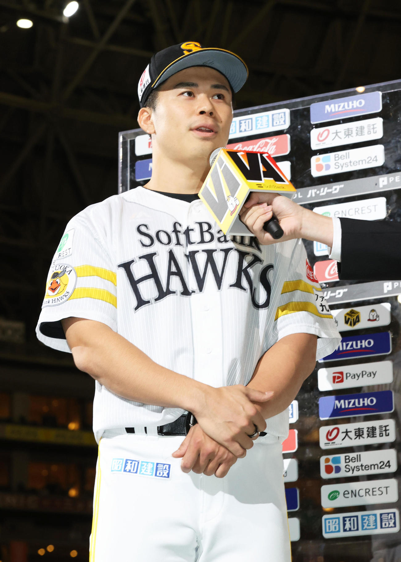 ソフトバンク対西武　本日のヒーローに輝いた松本晴（撮影・鬼束羽瑠菜）