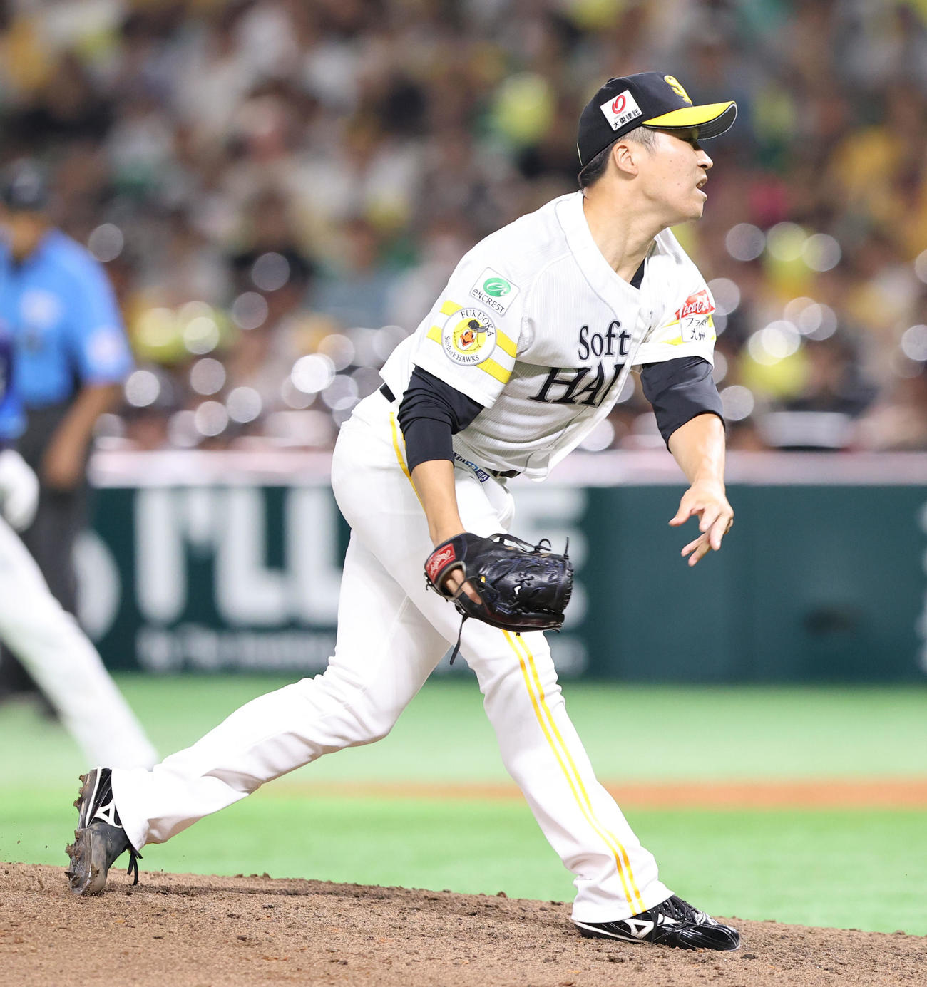 ソフトバンク対西武　4番手で登板した長谷川（撮影・鬼束羽瑠菜）