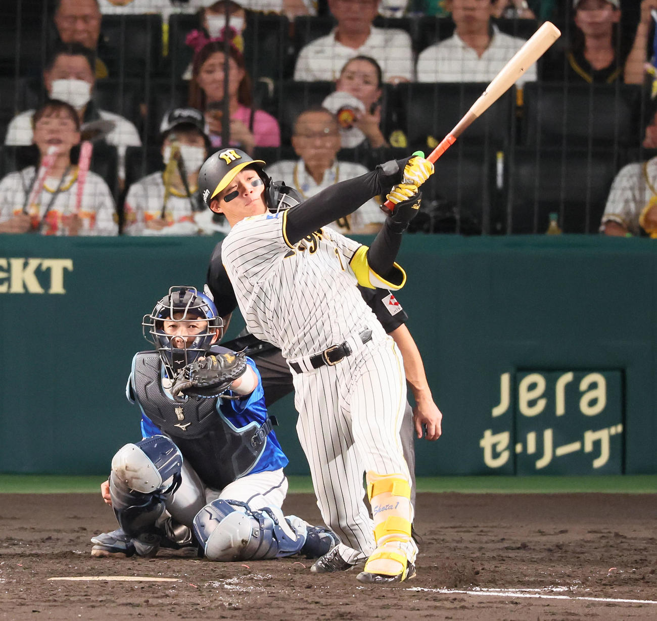 阪神対DeNA 5回裏阪神1死、森下は左越えソロ本塁打を放ち勝ち越しに成功（撮影・加藤哉）