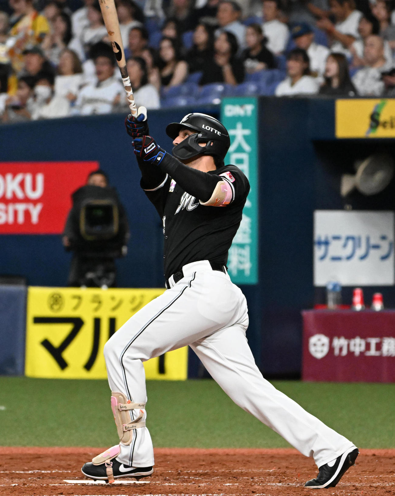 オリックス対ロッテ　4回表ロッテ無死、ソトは同点の左中間越え本塁打を放つ（撮影・石井愛子）