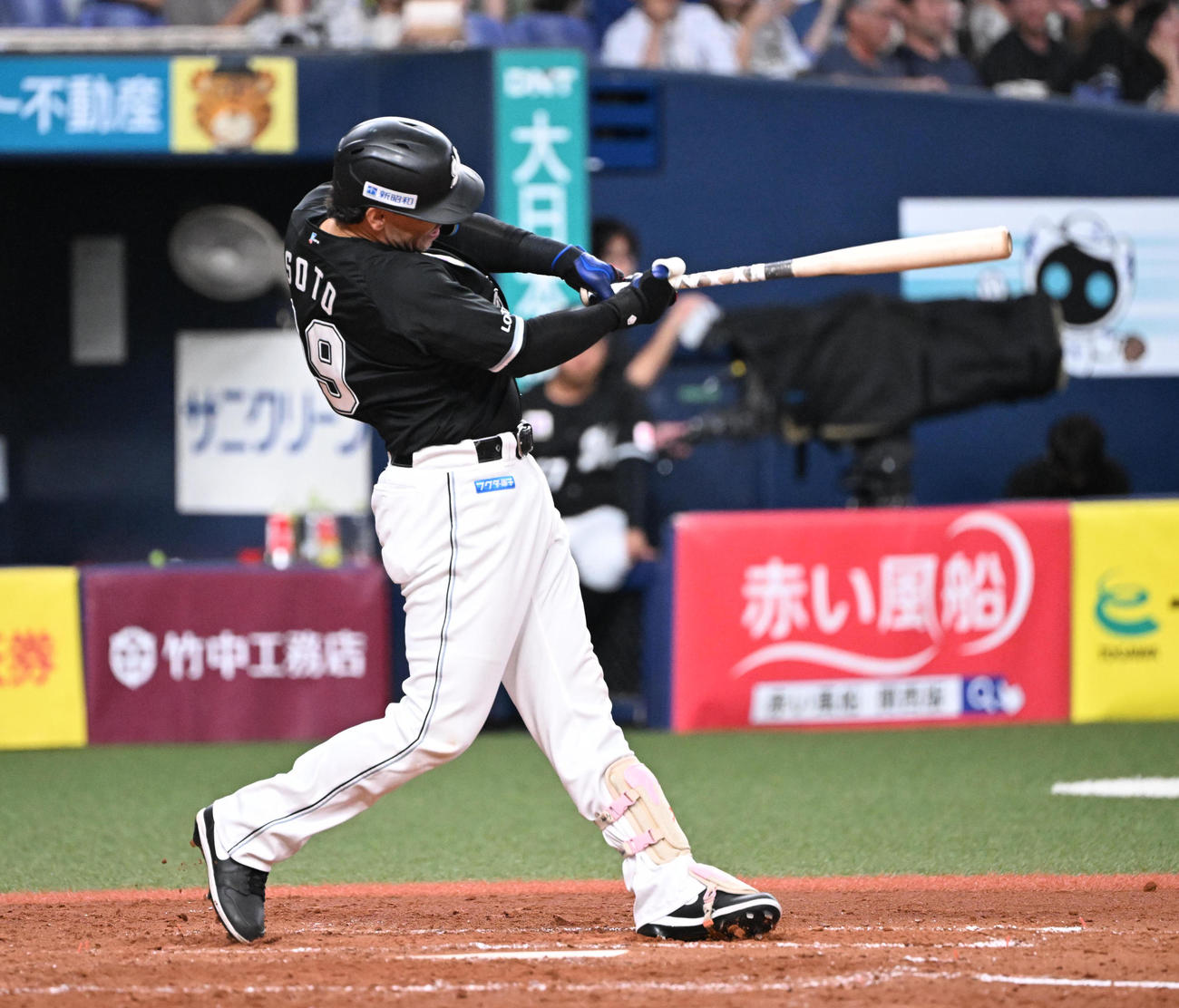 オリックス対ロッテ　5回表ロッテ無死、中越えにソロ本塁打を放つソト（撮影・和賀正仁）