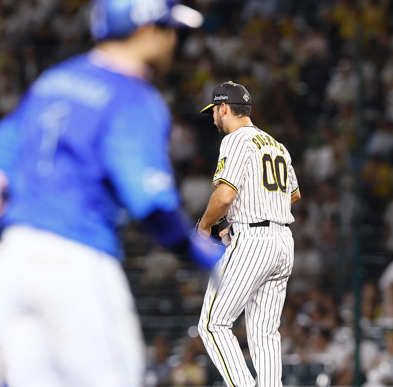 阪神対DeNA 8回表DeNA無死、桑原に勝ち越し本塁打を浴びたゲラ（撮影・藤尾明華）