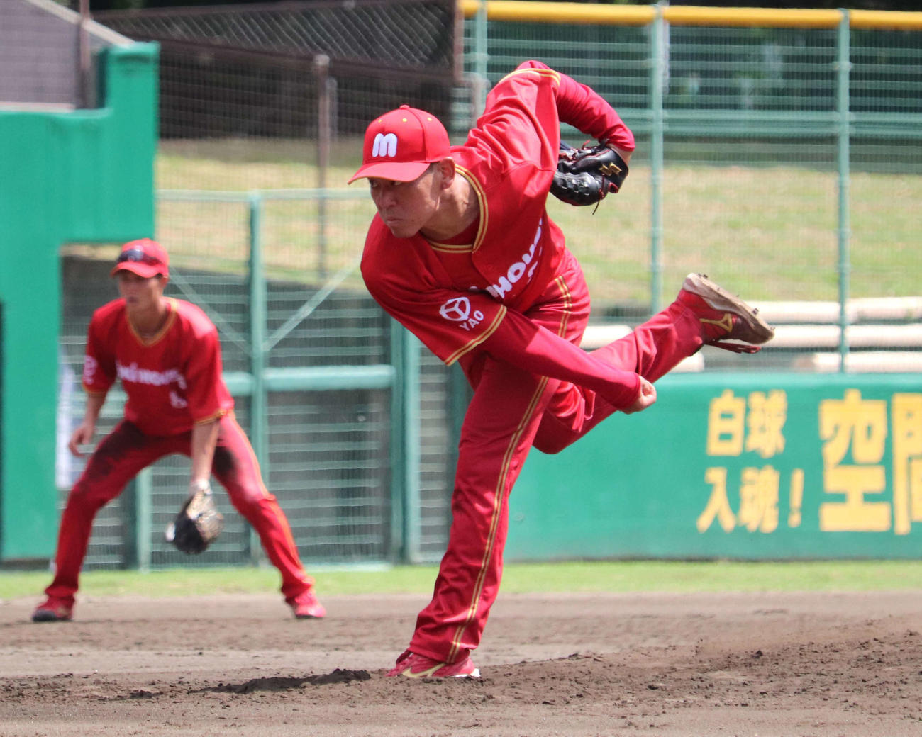 日本生命との3回戦　9回2失点完投勝利を納めた、ミキハウス・桜井（撮影・中島麗）