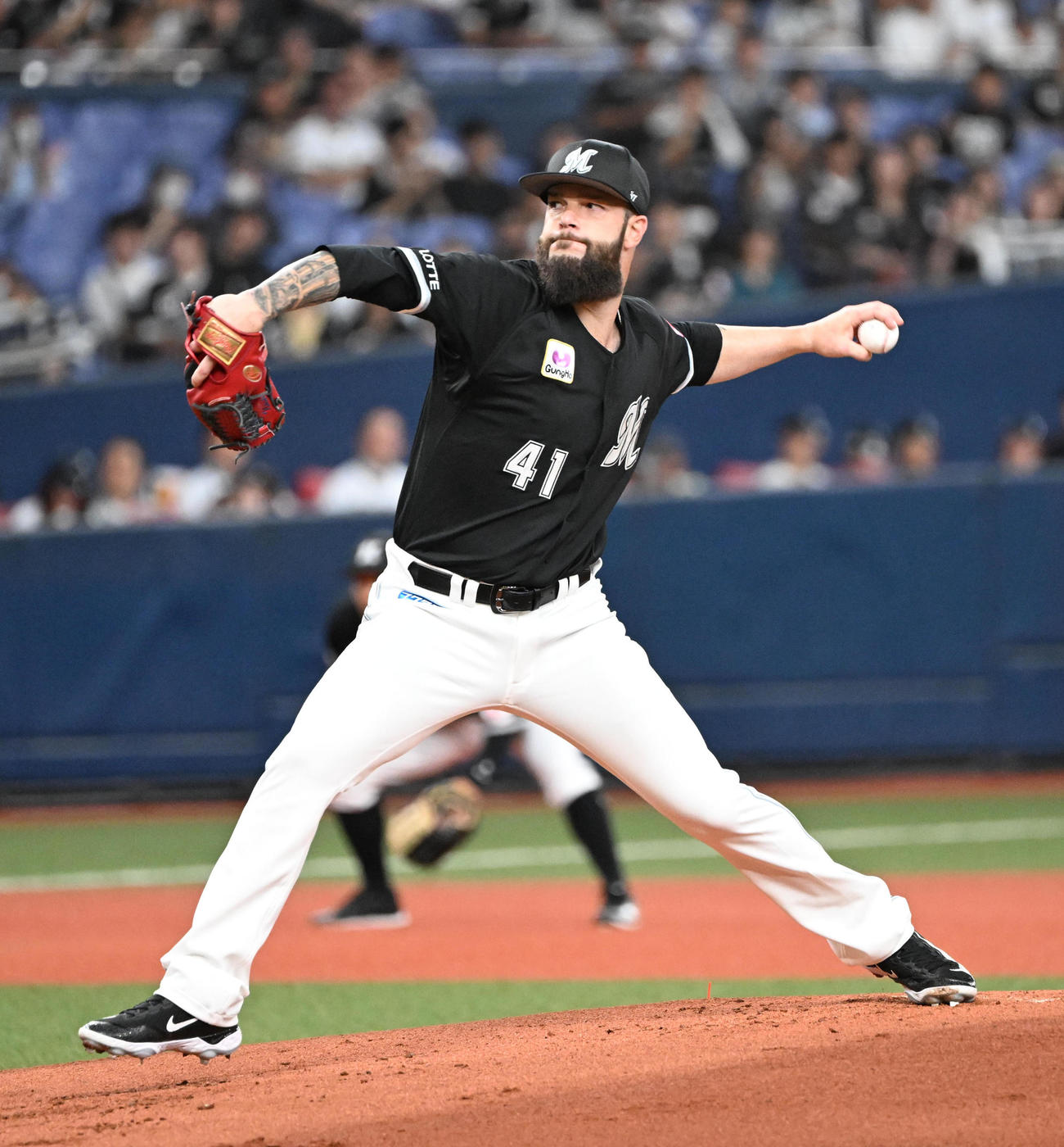 オリックス対ロッテ　先発するロッテのカイケル（撮影・和賀正仁）