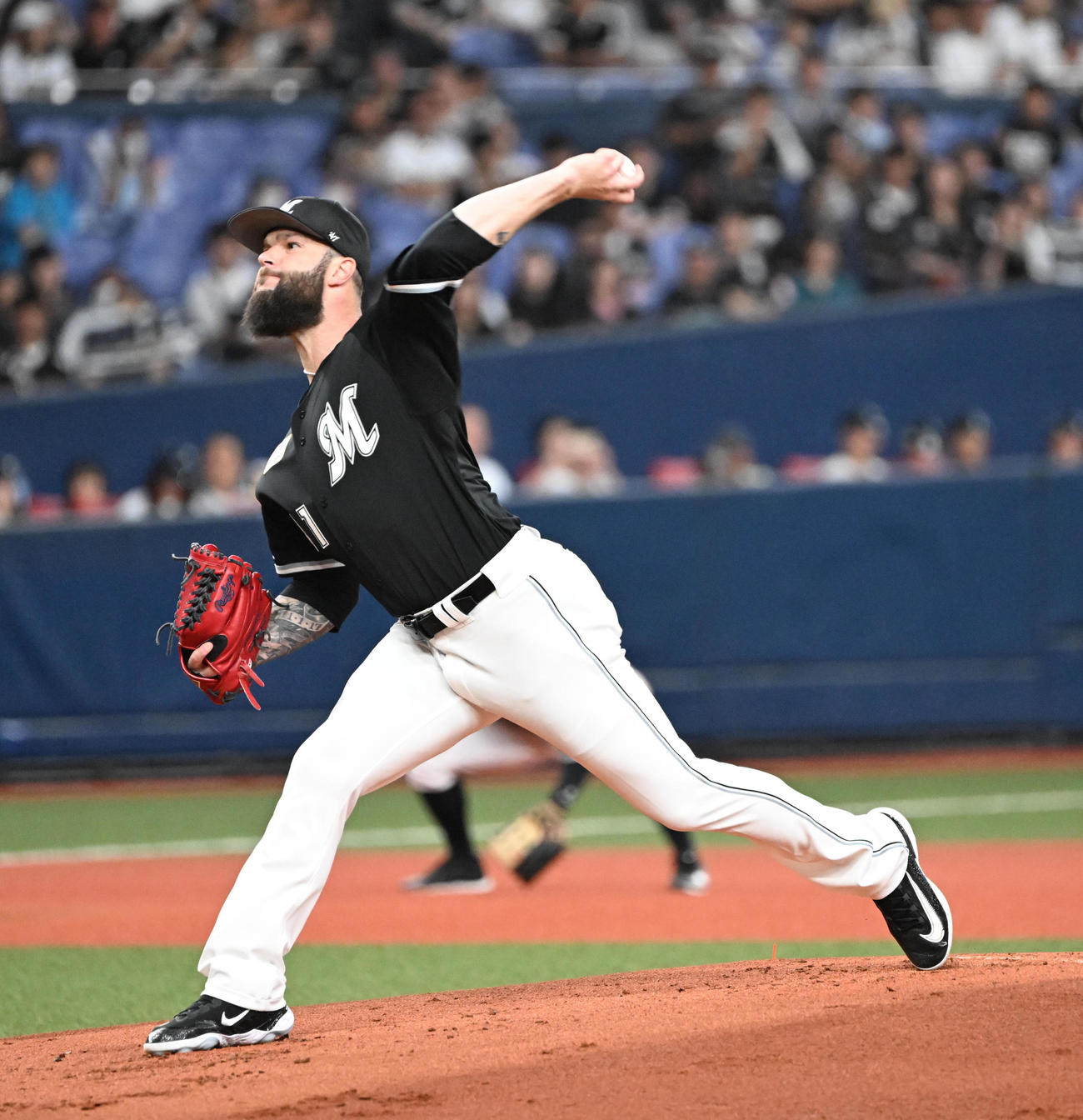 オリックス対ロッテ　先発するロッテのカイケル（撮影・和賀正仁）
