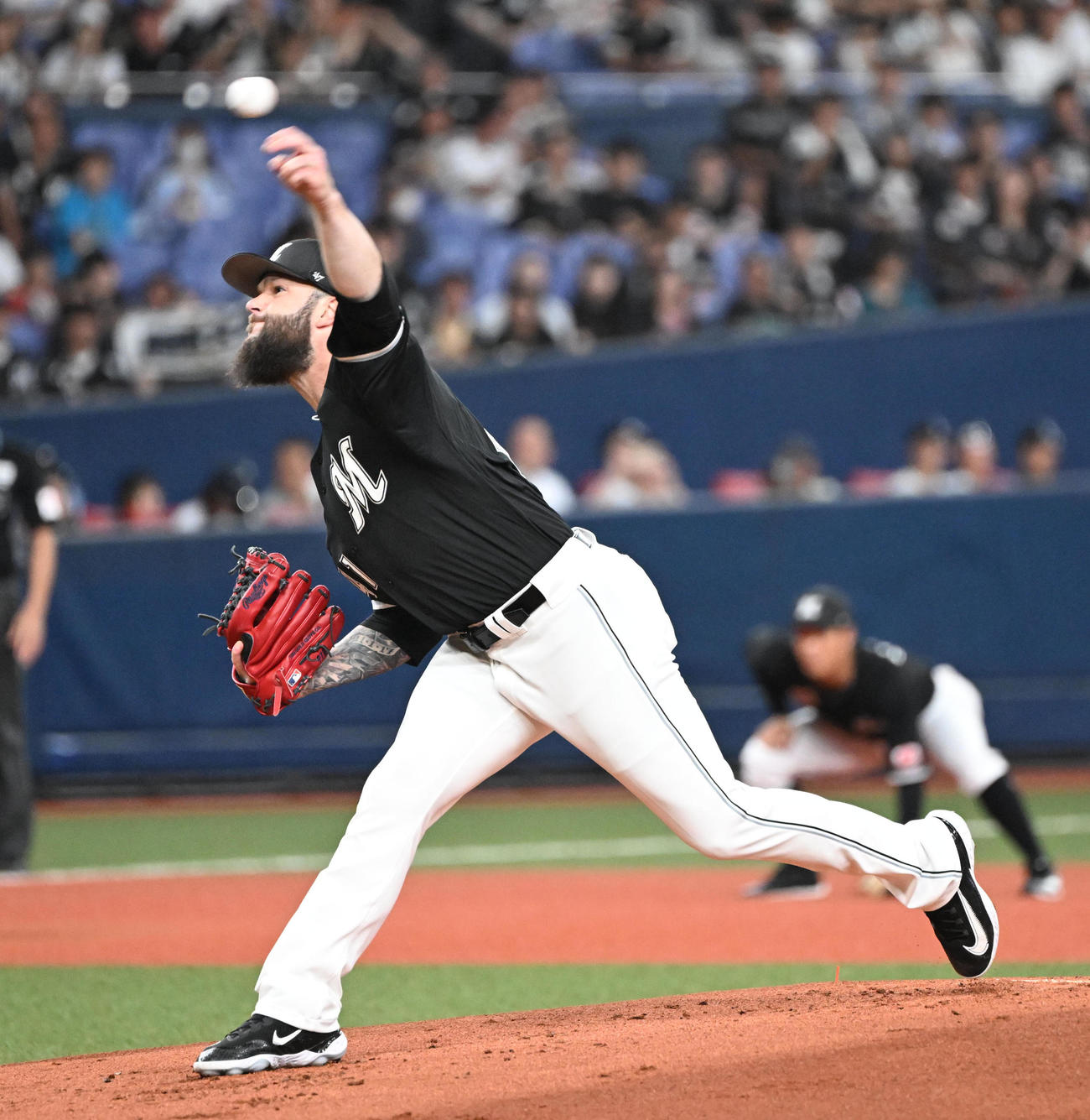 オリックス対ロッテ　先発するロッテのカイケル（撮影・和賀正仁）